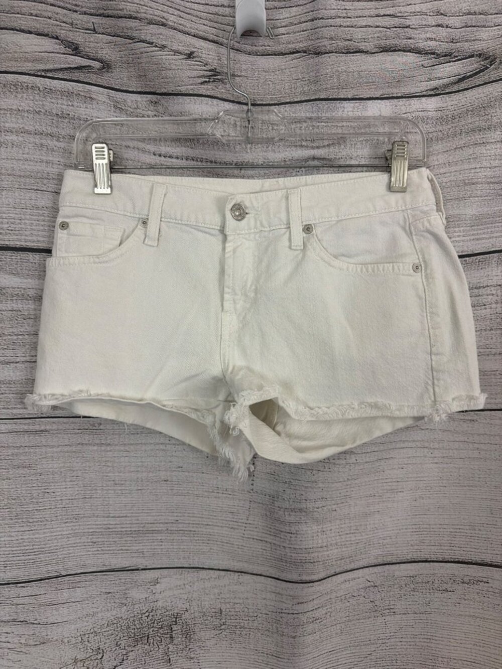 7 For All Mankind White Denim Cutoff Shorts Size 26